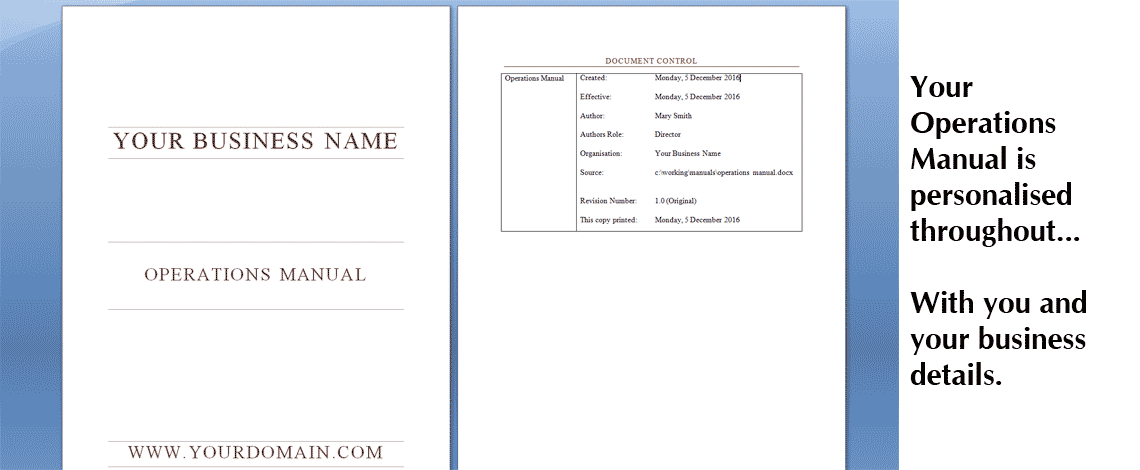 Personalised Operations Manual